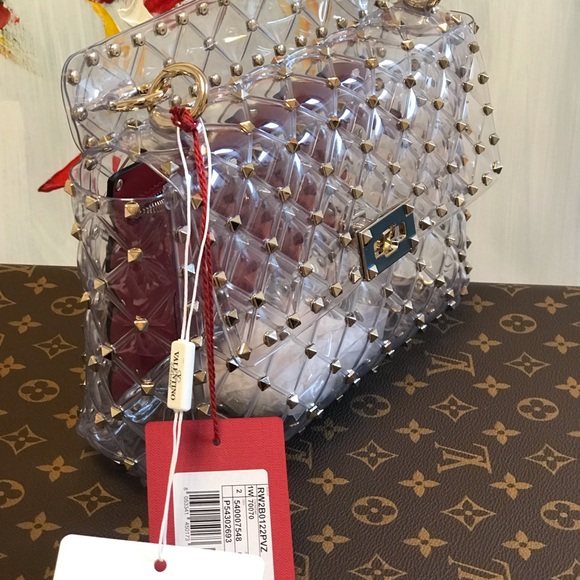 NEW VALENTINO PLEXI ROCKSTUD SPIKE BAG MEDIUM - Picture 3 of 7